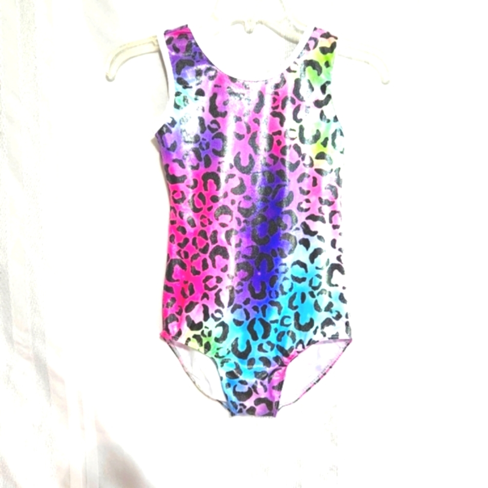 GYMNASTIC KID LEOPARD SPARKLY LEOPARD PRINT SIZE 150 👀 SEE PICTURES FOR MEASURE